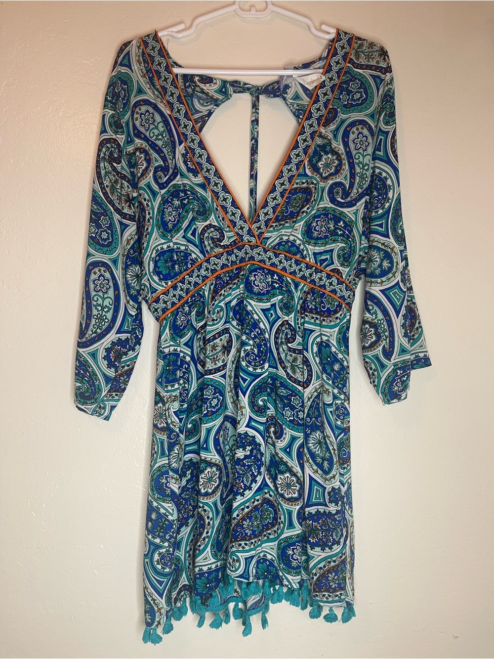 Trina Turk Provence Paisley Blue Orange Swim Cover-up Dress Large Resortwear
